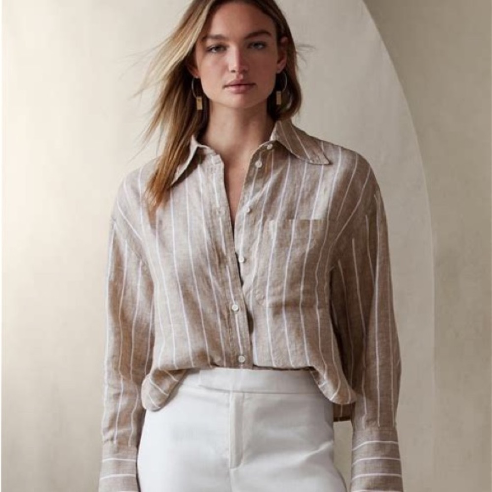 Banana Republic linen cropped shirt extra small worn once